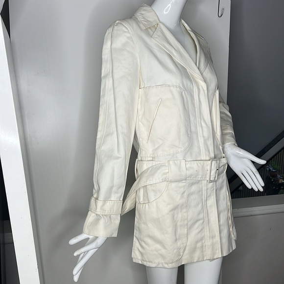 Nina Ricci Sz US 6 FR 38 Cream Cotton Button Belted Short Trench Jacket - Picture 4 of 14